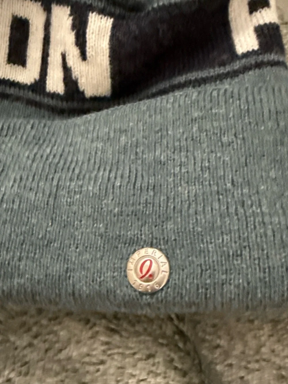 Paddle Evanston  Knit Beanie in Dusty Blue with Navy